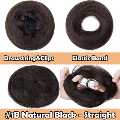 Remy Echthaar Dutt Messy Bun Clip in Scrunchie Gummiband Haargummi Haarteile DE