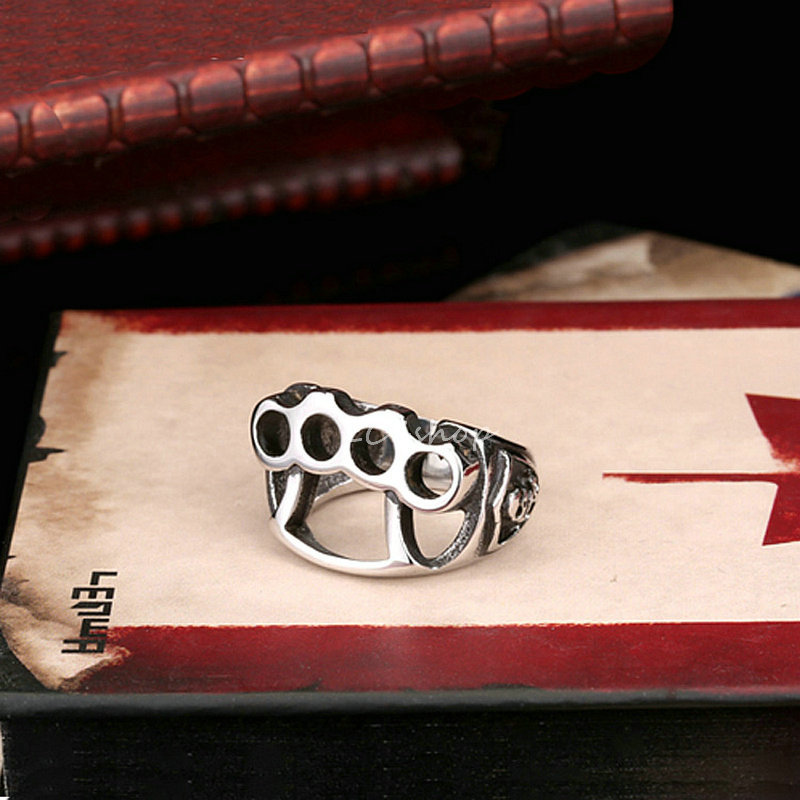 Men's Skull Knuckle Duster Stainless Steel Ring Knucks Size 6 7 8