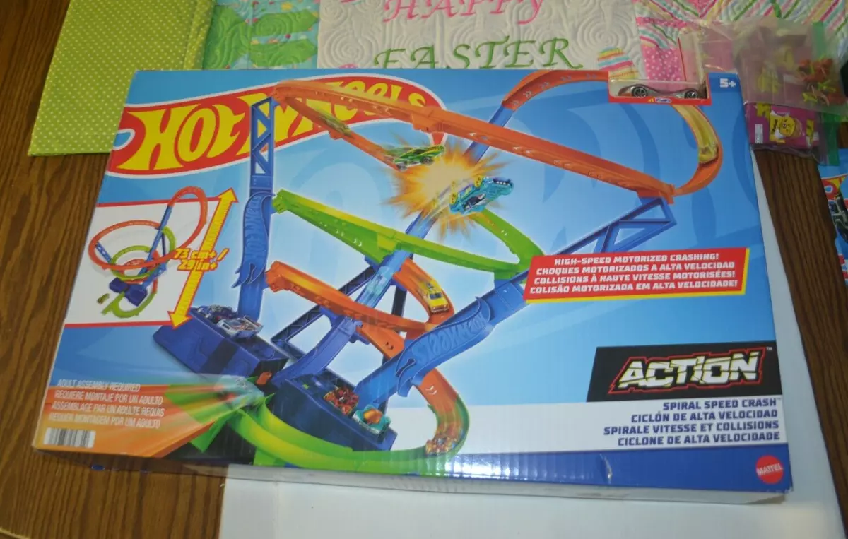 Hot Wheels Track Set, Spiral Speed Crash with Car