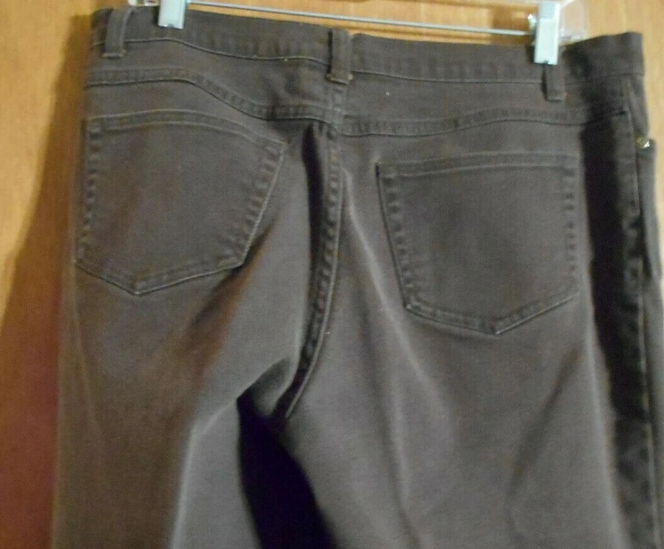 Style Co Womens Petite 14P Brown Denim Straight Leg Zipper Pants Capsule Core - Image 4 of 4