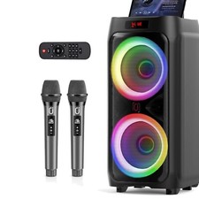 500W Karaoke Machine with 2 Wireless Microphones LED Lights - Party Ready