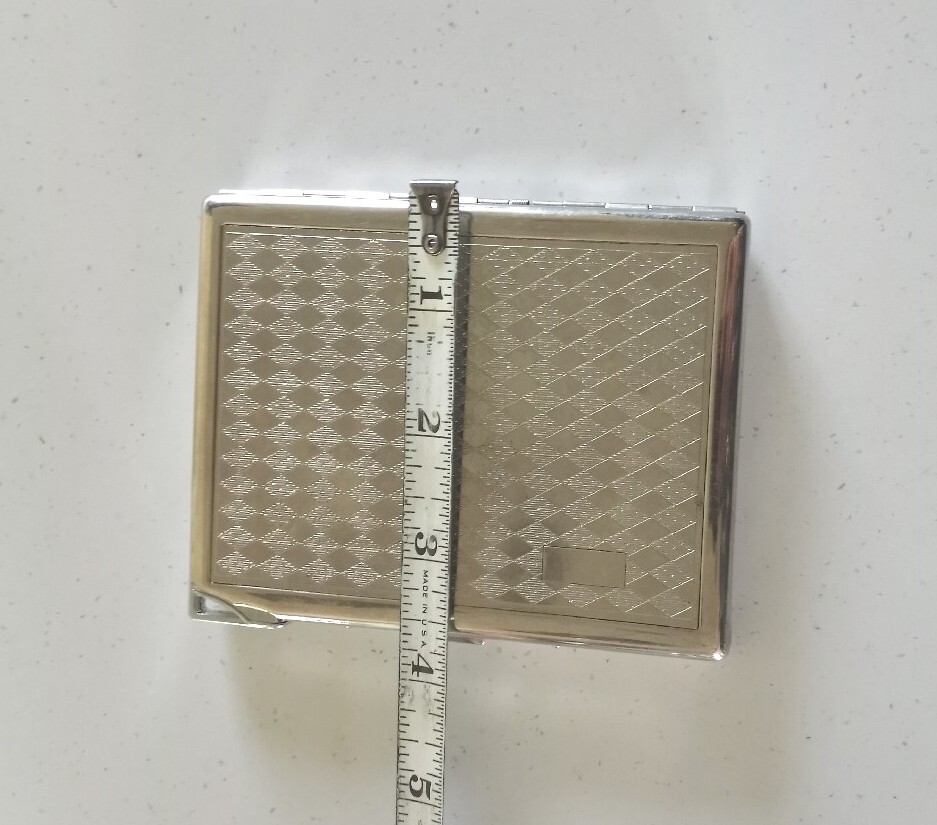 Vintage Colibri Etched Silver-tone Cigarette Case & Built In Lighter Combo VGC
