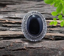 Beauty Black Onyx Gemstone 925 Sterling Silver Handmade Ring All Size K-38