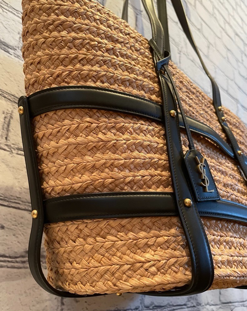 NUOVO con etichette SAINT LAURENT YSL cestino borsa media Panier Rafia