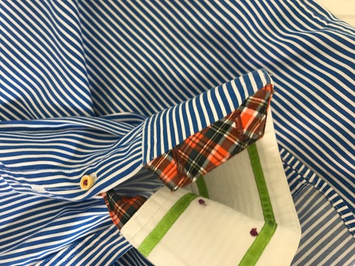 Robert Graham X Shirt Mens Large Blue Striped Flip Cuff Long Sleeve Button Up i - Picture 3 of 11