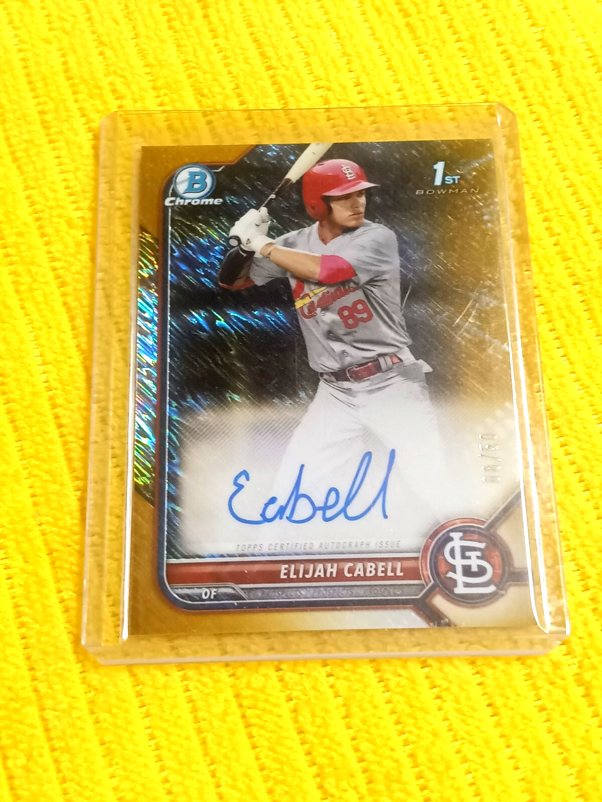 2022 BOWMAN CHROME GOLD REF #CPA-EC ELIJAH CABELL RC AUTO /50 CARDINALS 52825