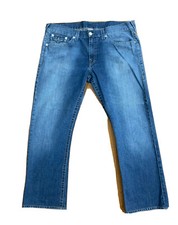 True Religion Straight Mens Jean 42 X 32 Blue Denim 100% Cotton Made In USA NICE