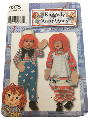 Simplicity Sewing Pattern 9375 Raggedy Ann and Andy Costumes for Toddlers 2T UC