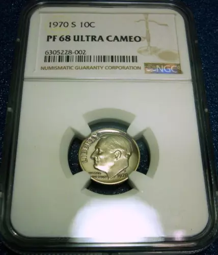 1970-S NGC PF68 ULTRA CAMEO 10C ROOSEVELT DIME #002
