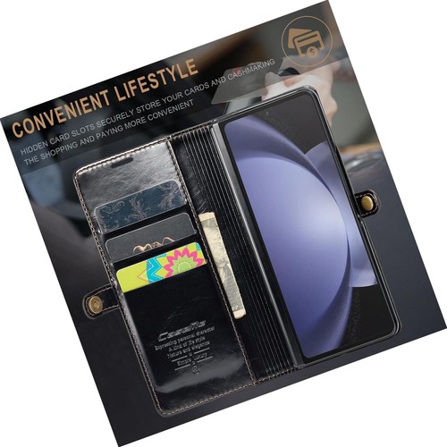 Custodia a portafoglio per Samsung Galaxy Z Fold 5, custodia a portafoglio in pelle Galaxy ZFold5 con - Foto 3 di 7