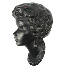 Vintage Keramik Maske Wandmaske Pottery Wall Mask Rockabilly Black Mid-Century