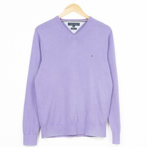 Tommy Hilfiger Felpa Scollo A V Cotone Premium Viola Uomo Taglia M | eBay