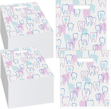 300 Pcs Tooth Merchandise Bags with Handles Plastic Dental Bags for Patients Den