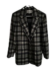 VTG JH Collectibles Woman Blazer Suit Jacket 10 Plaid 100 Wool Union Made Lined