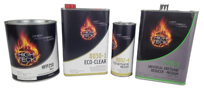 High Teck HFP250 GM 8555 Ebony Black Basecoat Paint, 8030 Clearcoat & Reducer