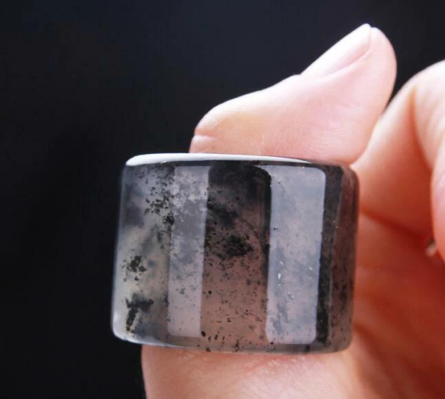 Anillo de dedo chino antiguo natural Xiuyan tinta jade jade jade jade para hombre y mujer Foto 2 de 4