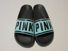 Victorias Secret PINK Limited Edition Mint Logo Slides Sandals Size Medium NWT