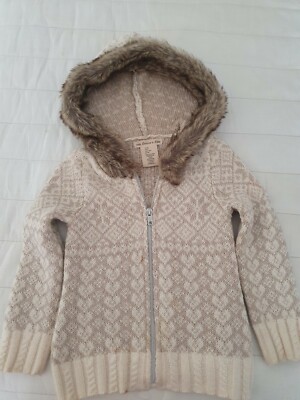 The Eagle's Eye, Mädchen Strickjacke mit Fellkapuze und Reißverschluss 