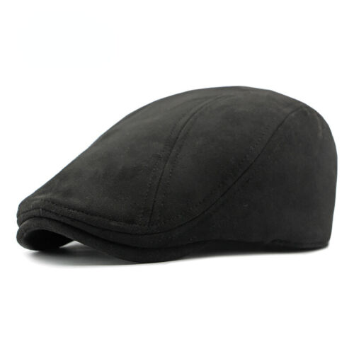 Men Suede Newsboy Cap Retro Flat Painter Beret Cabbie Driving Hunting Hat Casual - Picture 1 of 20