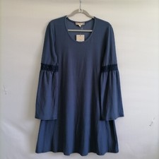NWT Vintage Pink Rose Womens Blue Bell Sleeve Boho Tunic Mini Dress Size Large