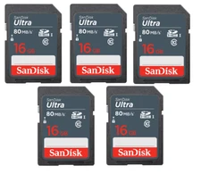 16GB Sandisk Ultra SD cards for Camera / Trail Camera / Computers (5 Pack)