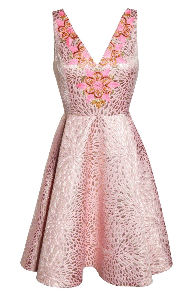 $328 New Lilly Pulitzer ELANIE DRESS Pink GOLD BROCADE Tropics Lagoon Beads  0 4 | eBay