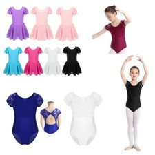 Girls Ice Skating Ballet Dance Leotard Skirt Jumpsuit Kids Tutu Dress Costume