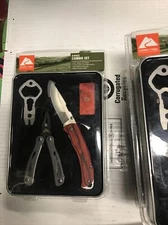 Ozark Trail Outdoor Equipment 4 Piece Combo Set Knife Multi tool Money Clip &Tin