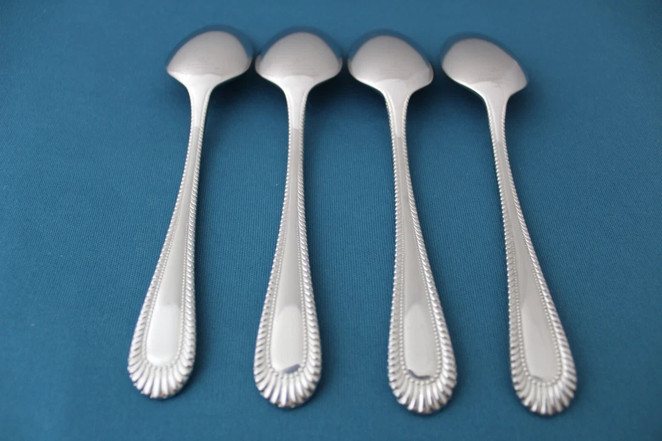 4 colheres de chá Wallace WICKHAM meia conta brilhante 18/8 aço inoxidável Japão 6 1/8" - Imagem 4 de 4