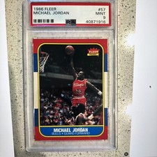 1986 FLEER BASKETBALL  GRADED PSA SET W/STICKERS JORDAN RC  PSA 9 (143)