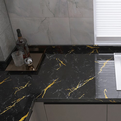 Marble Oil Proof Kitchen Wall Stickers Self-Adhesive Waterproof PET Wallpaper - Picture 9 of 18
