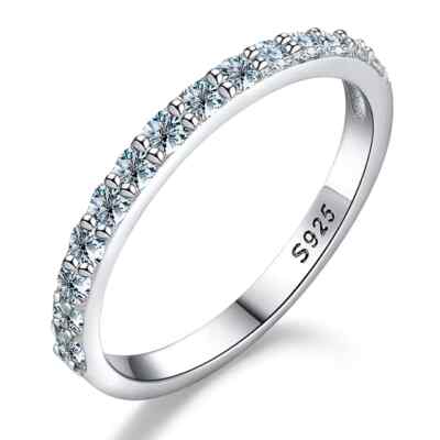 ECHT Moissanit Ring GRA 925 Sterling Silber Ewigkeit Verlobung funkelnd Geschenk