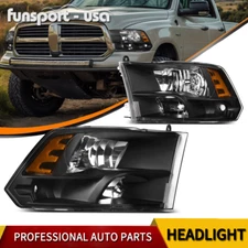 Headlights Assembly for 2009-2018 Dodge Ram 1500 2500 3500 Black Headlamps Pair
