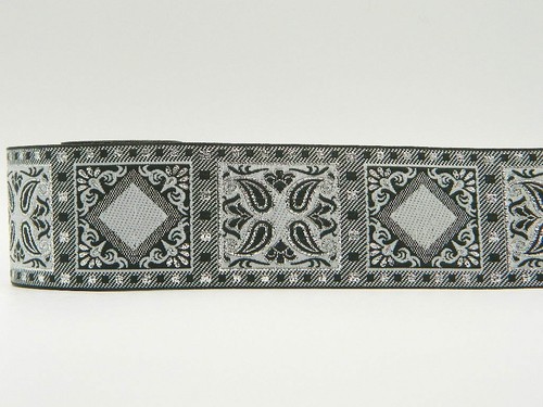 1m Jacquard Borte Mittelalter Stil 50mm Breit Schwarz/Silber - Picture 2 of 2