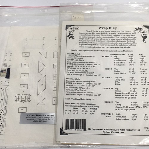 Sewing Quilting Patterns Jacket Skirt Collar Vest Lot of 4 Four Corners & More - Picture 9 of 11