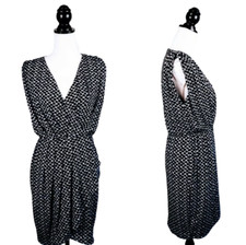 VINCE CAMUTO Cocktail Dress, Black White Geometric Polyester Sleeveless, XS