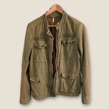 Free People Military Utility Jacket Olive Army Green Full Zip Womens Medium