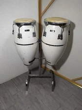 Vintage Pair of CB-700 Percussion Conga Drum Set w/ Stand - Fiberglass
