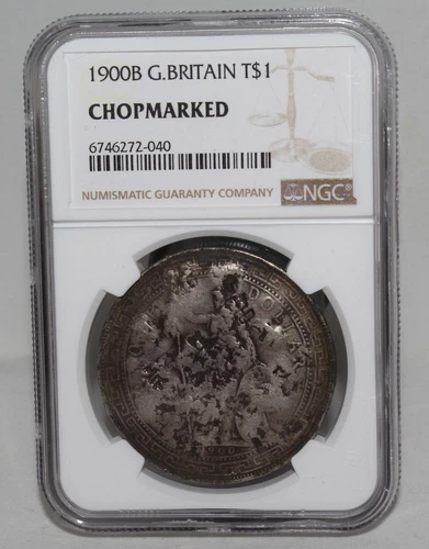 1900 B Great Britain Silver Trade Dollar Coin NGC Chopmarked