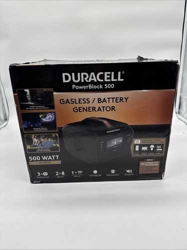 Duracell PowerBlock 500 500W Power Battery Generator DRPB500C, New Open Box