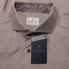 Emanuel Berg NWT Marseille Casual Button Down Shirt Size 44 17.5 XL Brown Pique