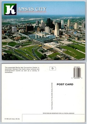 Kansas City MO Bartle Hall Convention Center Aerial Skyline Postcard 1994