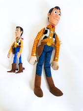 Disney Store Pixar Toy Story Woody Sheriff Lot of 2 15" Stuffed Doll  8.5" Hard