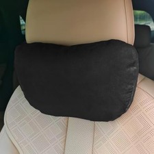 Car Headrest Pillow, Soft Breathable Suede Car Seat Neck Support Pillow Black