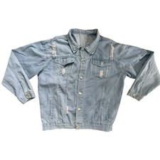 Oversized Distressed Denim Jacket L/XL Light Wash