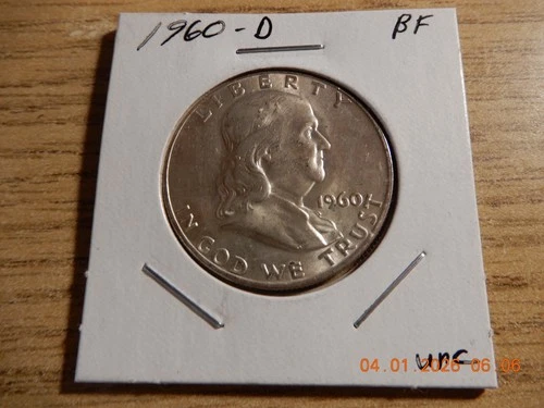 1960 D FRANKLIN HALF DOLLAR 90% SILVER RAW COIN UNC.
