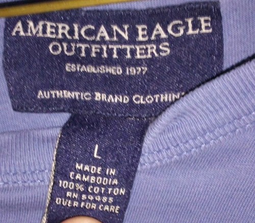 American Eagle Outfitters Mens Size Large T Shirt Baby Blue With Stripes- #3 - Bild 4 von 7