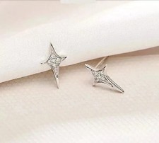 1Ct Round Cut Lab Created Diamond Star Shape Stud Earring 14K White Gold Plated