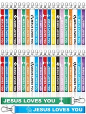 Jesus Loves You Lanyard Keychains 50 Pcs Bulk Religious Christian Scripture