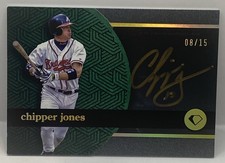 CHIPPER JONES 2024 TOPPS DIAMOND ICONS BLACK POLYCHROMATINK GOLD INK AUTO #08/15